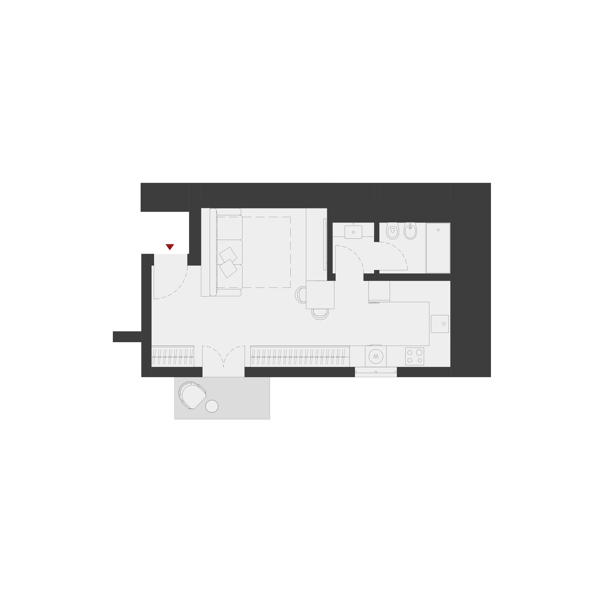 Monolocale arredato in vendita a Porto Letizia, soluzione ideale come investimento immobiliare sul Lago di Lugano.