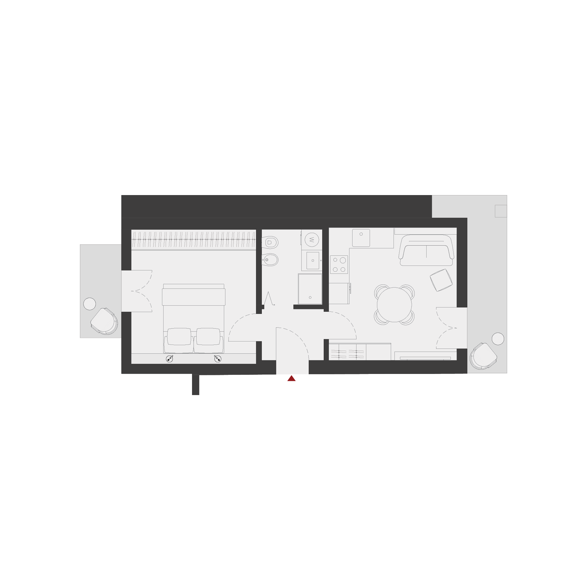 Bilocale con zona giorno e camera separata a Porto Letizia, appartamento vista lago a Porlezza.